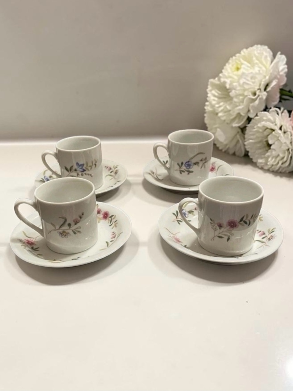 Vintage BIA Cordon Bleu Espresso / Demitasse Cup & Saucer Set – Set of 4